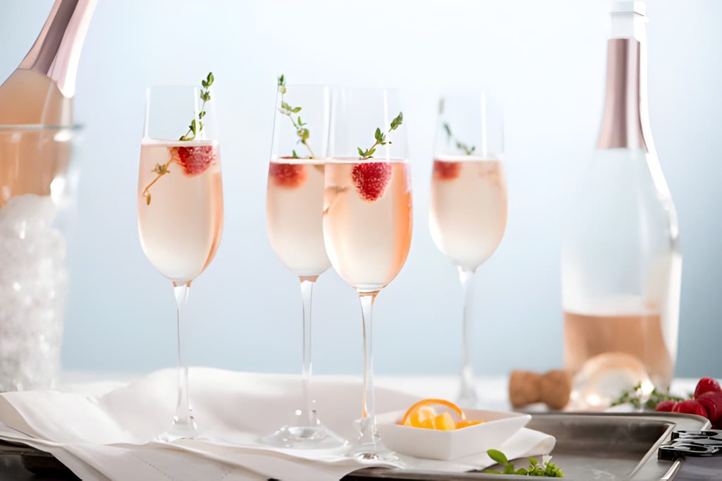 Rượu vang hồng (rosé) và vang sủi (sparkling) nên kết hợp với món ăn nhẹ như salad, phô mai mềm, hải sản nướng hoặc gỏi.